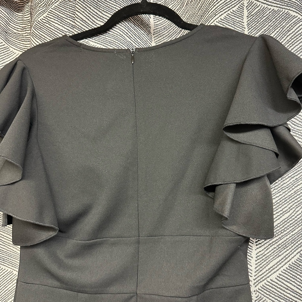 Knitee Womens Deep-V Neck Ruffle Sleeves Cocktail Party Pencil Slit Dress <269> - Picture 9 of 9